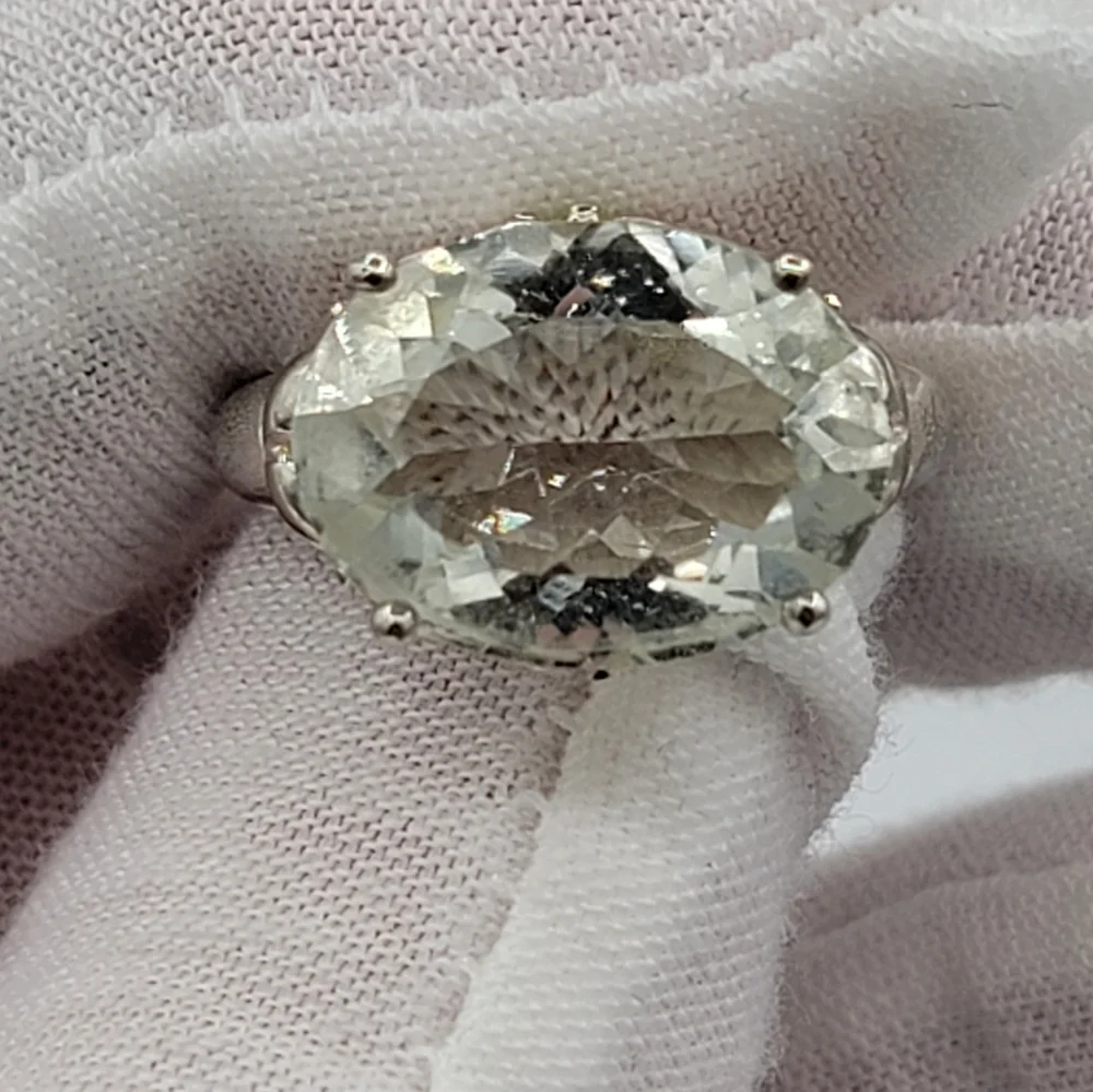 Silver 925 Ring With Green Stones #2351 - Picture 10 of 15